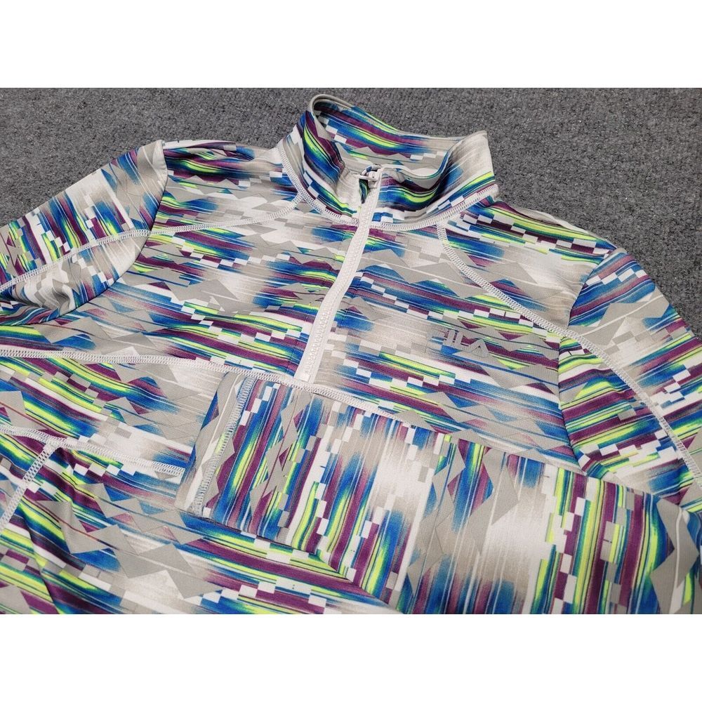 Fila‎ Track Jacket Womens M Very Colorful Aztec Print 1/4 Zip Sporty Casual